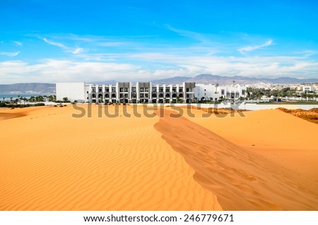 AGADIR, MOROCCO - September 10, 2014: Hotel Sofitel Agadir Royalbay Resort is located in the magnificent beach of Atlantic ocean with golden sand and imbued the spirit of modern luxury