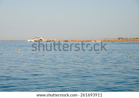 HURGADA, EGYPT - MAY 03, 2014: Red Sea beach and hotel in Hurgada, Egypt.