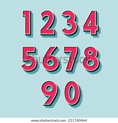 retro vintage style vector relieved numbers with shadow and stroke retro vintage style vector relieved numbers with shadow and stroke