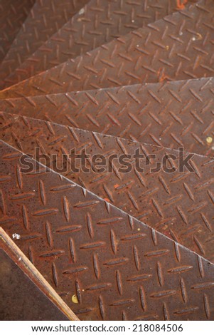 Top view Texture of steel plates stair