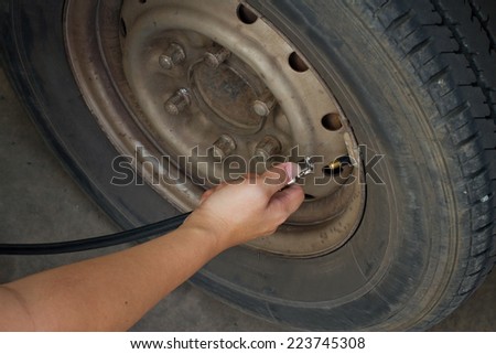 Inflate tires and check pressure old car