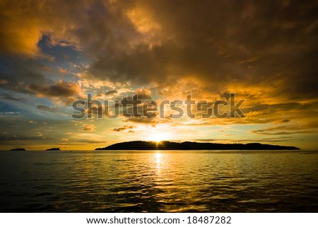 Beautiful sunset over sea, very colorful