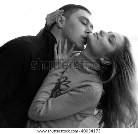 passionate couple black and white shot