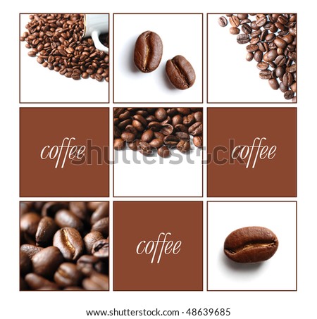 Coffee collage with white background