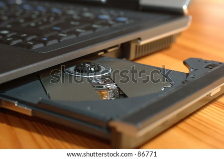 laptop with opened dvd drive