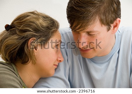 young couple in love. man and woman show their emotions