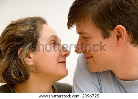 young couple in love. man and woman show their emotions