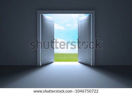 Digital composite of open doors