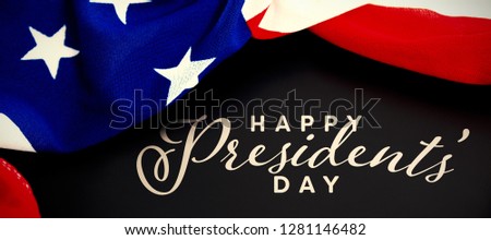 Happy presidents day. Vector typography against american flag on blank slate