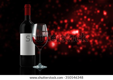 Red wine against red and gold glittering light