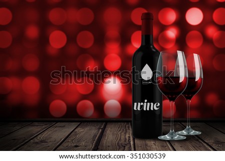 Red wine against colourful circles on black background