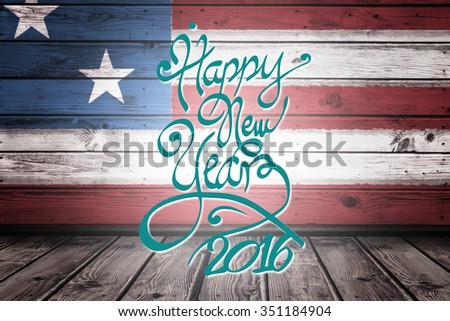 New year graphic against composite image of usa national flag