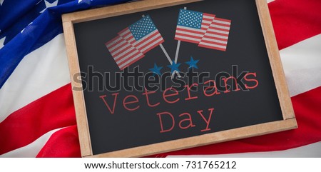 Logo for veterans day in america  against blank slate on national flag