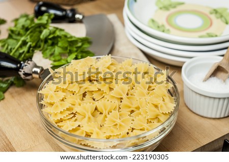 bowl of pasta in a kitchen