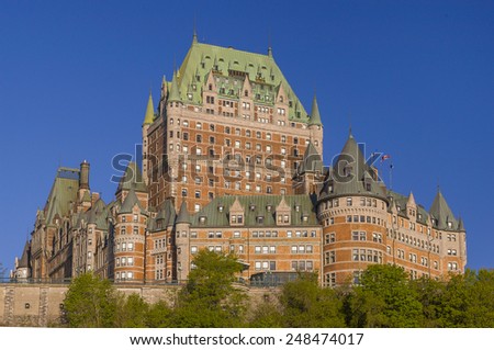 QUEBEC CITY, QUEBEC, CANADA - MAY 29, 2004: Le Chateau Frontenac castle and hotel, in Old Quebec City.