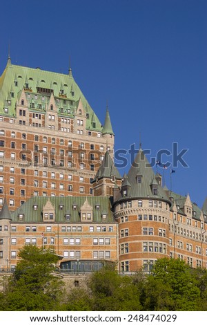 QUEBEC CITY, QUEBEC, CANADA - MAY 29, 2004: Le Chateau Frontenac castle and hotel, in Old Quebec City.