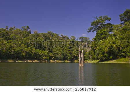 LAKE BAYANO, PANAMA - Man-made reservoir Lake Bayano, Comarca Kuna de Madungandi indigenous territory.