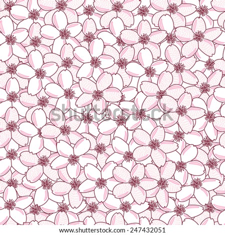 Seamless pattern with beautiful and tender sakura flowers. Spring vector illustration.