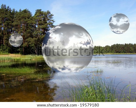 Sky bubbles rising from water