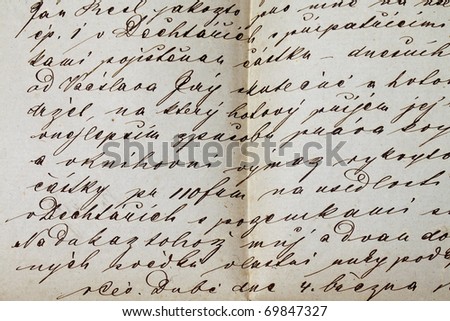 old letter 1870 detail of manuscript calligraphy