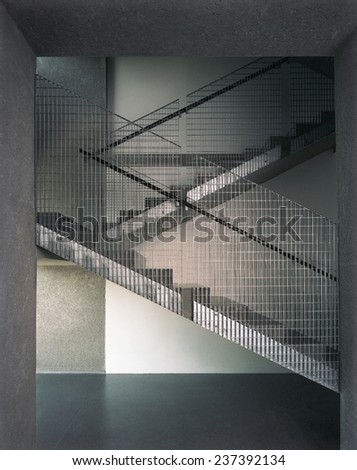 iron stairs architectonic detail made from concreate and zinc metal