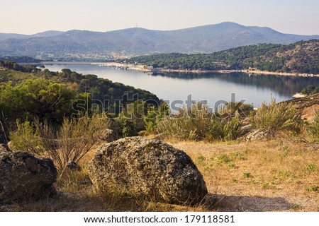 San Juan reservoir from Yelmo viewpoint. San Martin de Valdeiglesias. Madrid. Spain. Europe.