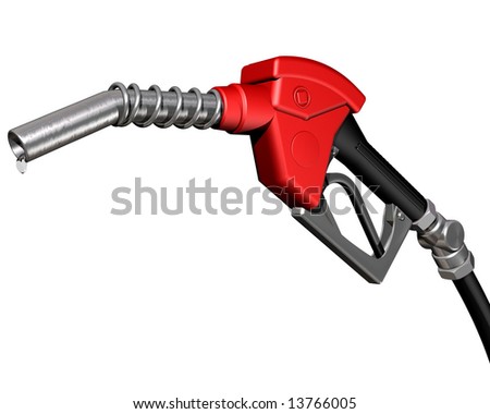 gas pump nozzle. a dripping gas pump nozzle