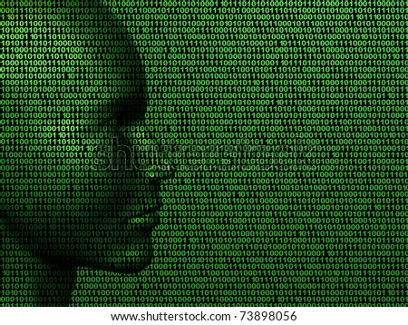 Illustration of a face made up of binary computer code