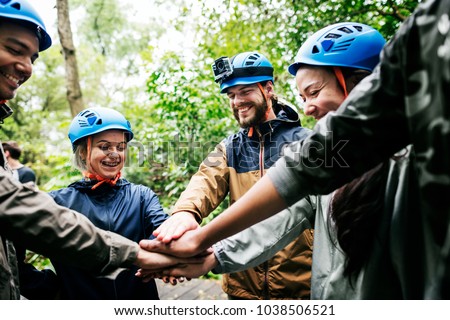 Team building outdoor in the forest