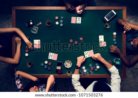 Aerial of people playing gamble in casino