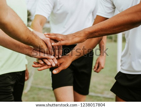 Football players team spirit concept