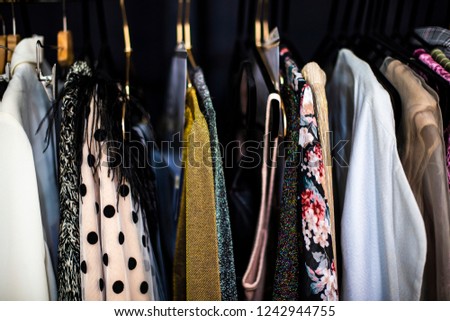 Close up of a clothing rack