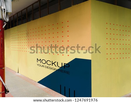 Blank yellow with red dots wall mockup