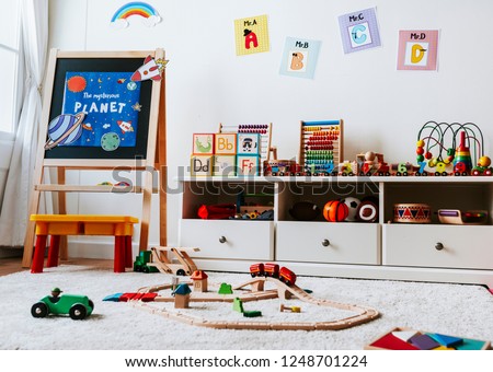 Interior design of a kindergarten classroom