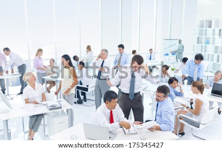 Group Of Business People Working Hard In An Office