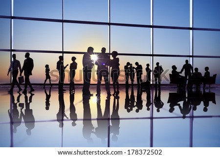 Large Group of Business People Meeting at Sunrise