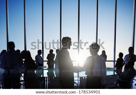Global Business People Shaking Hands at Sunset