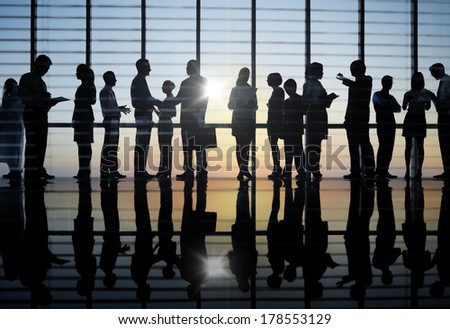 Silhouette of Group of Business People Meeting