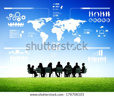 Business Meeting in Nature with Infographic