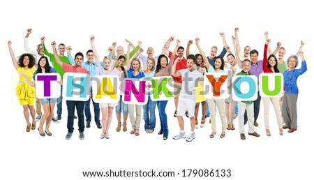 Multi-ethnic Group of World People Holding Boards with Thank You