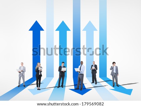 Business People Moving Up - Moving Down