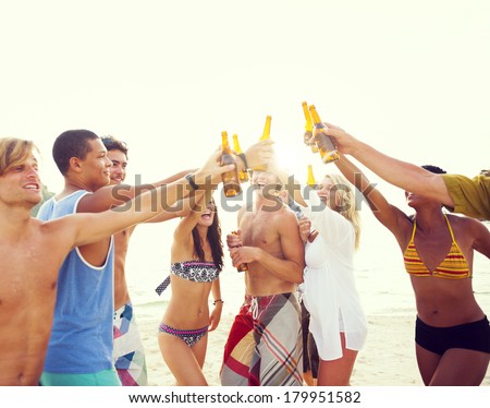 Group of Friends Having a Summer Beach Party
