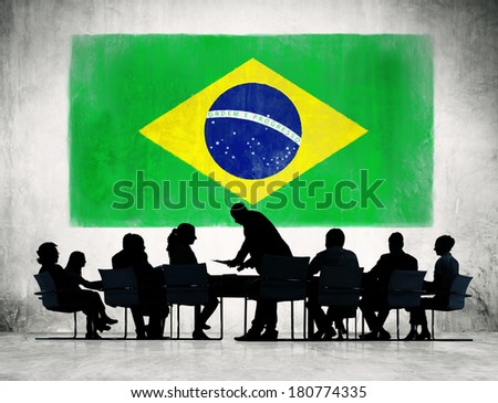 Group of Corporate People Having a Meeting Regarding the National Issues of Brazil