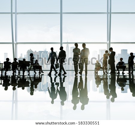 Silhouette of Business People at Break in New York