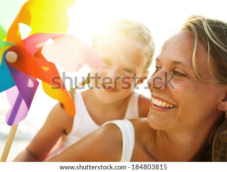 Mother and Daughter With Windmill