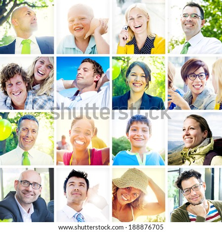 Collection of Diverse Happy People