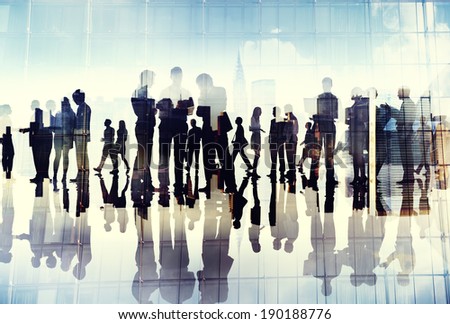 Silhouettes of Business People Working in an Office