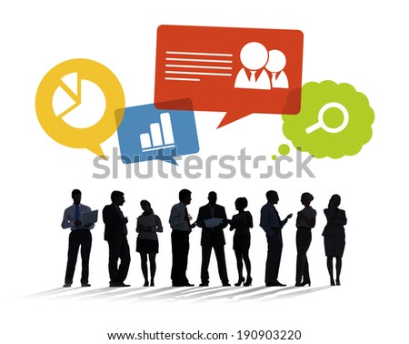 Silhouettes of Business People Discussing Business Issues
