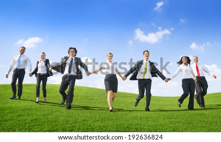 Business People Running down from the hill