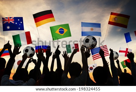 Silhouettes of People Gathered for 2014 FIFA World Cup